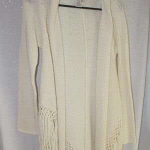 White Sweater w/Long Fringe